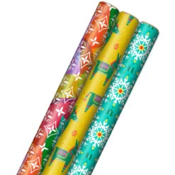 Hallmark Festive And Fun 3-Pack Multicolored Wrapping Paper, 120 Sq. Ft.