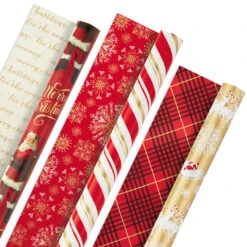 Hallmark Red And Gold 3-Pack Reversible Christmas Wrapping Paper, 120 Sq. Ft.