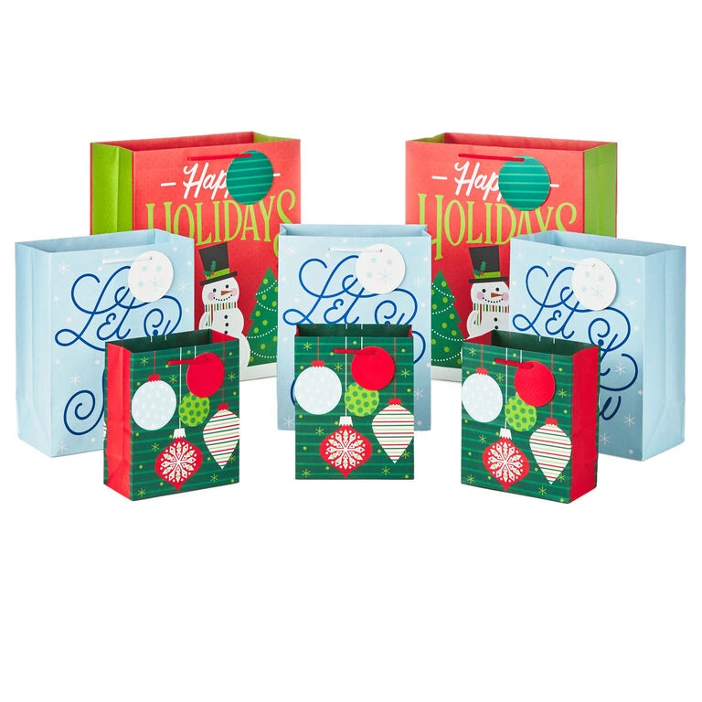 Hallmark Let It Snow 8-Pack Holiday Gift Bags, Assorted Sizes And Designs 1 Hallmark Let It Snow 8-Pack Holiday Gift Bags, Assorted Sizes And Designs