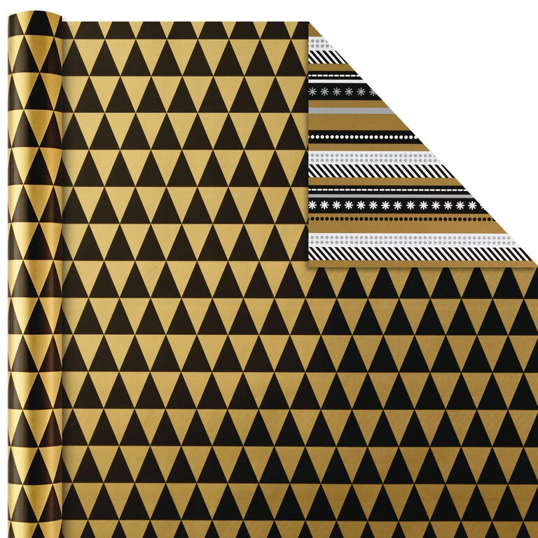 Hallmark Black And Gold 4-Pack Reversible Holiday Wrapping Paper Assortment, 150 Sq. Ft. 5 Hallmark Black And Gold 4-Pack Reversible Holiday Wrapping Paper Assortment, 150 Sq. Ft. - Image 5