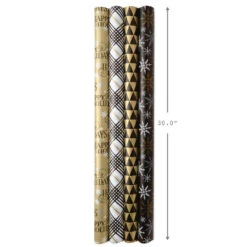 Hallmark Black And Gold 4-Pack Reversible Holiday Wrapping Paper Assortment, 150 Sq. Ft. 13 Hallmark Black And Gold 4-Pack Reversible Holiday Wrapping Paper Assortment, 150 Sq. Ft. -Featured Home Stores Black and Gold Reversible Wrapping Paper Assortment 5JXW1737 07