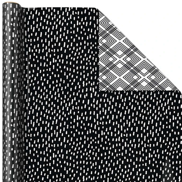 Hallmark Black And White Prints 3-Pack Reversible Wrapping Paper, 75 Sq. Ft. Total 4 Hallmark Black And White Prints 3-Pack Reversible Wrapping Paper, 75 Sq. Ft. Total - Image 4