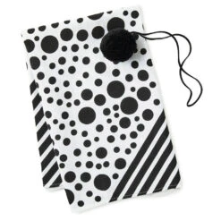 Hallmark 26" Black-and-White Fabric Gift Wrap With Elastic Band -Featured Home Stores BlackandWhite Square Flat Wrapping Cloth 1299EJR6377 03