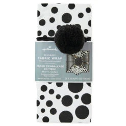 Hallmark 26" Black-and-White Fabric Gift Wrap With Elastic Band -Featured Home Stores BlackandWhite Square Flat Wrapping Cloth 1299EJR6377 06