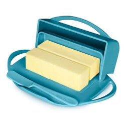 Aqua Butterie Flip-Top Butter Dish -Featured Home Stores Blue Plastic FlipTop Butter Dish With Knife BTRAQU1009 04
