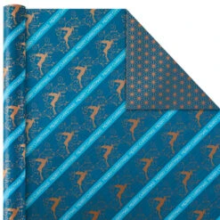 Hallmark Elegant Blues 4-Pack Blue And Gold Reversible Wrapping Paper, 150 Sq. Ft. 9 Hallmark Elegant Blues 4-Pack Blue And Gold Reversible Wrapping Paper, 150 Sq. Ft. -Featured Home Stores Blue and Gold Holiday Reversible Wrapping Paper 5JXW1739 03