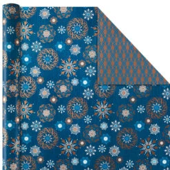 Hallmark Elegant Blues 4-Pack Blue And Gold Reversible Wrapping Paper, 150 Sq. Ft. 12 Hallmark Elegant Blues 4-Pack Blue And Gold Reversible Wrapping Paper, 150 Sq. Ft. -Featured Home Stores Blue and Gold Holiday Reversible Wrapping Paper 5JXW1739 06