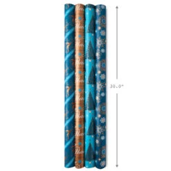 Hallmark Elegant Blues 4-Pack Blue And Gold Reversible Wrapping Paper, 150 Sq. Ft. 13 Hallmark Elegant Blues 4-Pack Blue And Gold Reversible Wrapping Paper, 150 Sq. Ft. -Featured Home Stores Blue and Gold Holiday Reversible Wrapping Paper 5JXW1739 07