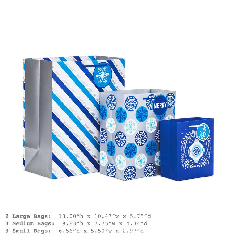 Hallmark Blue And Silver 8-Pack Holiday Gift Bags, Assorted Sizes And Designs 3 Hallmark Blue And Silver 8-Pack Holiday Gift Bags, Assorted Sizes And Designs - Image 3