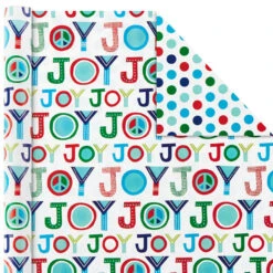 Hallmark Bright Joy 3-Pack Kids Reversible Christmas Wrapping Paper Assortment, 120 Sq. Ft. -Featured Home Stores Bright Assorted Kids Reversible Christmas Gift Wrap 5JXW1030 05