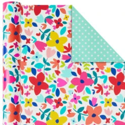 Hallmark Bright Florals 3-Pack Reversible Wrapping Paper, 120 Sq. Ft. Total -Featured Home Stores Bright Flowers 3Pack Reversible Wrapping Paper 5EWR2433 04