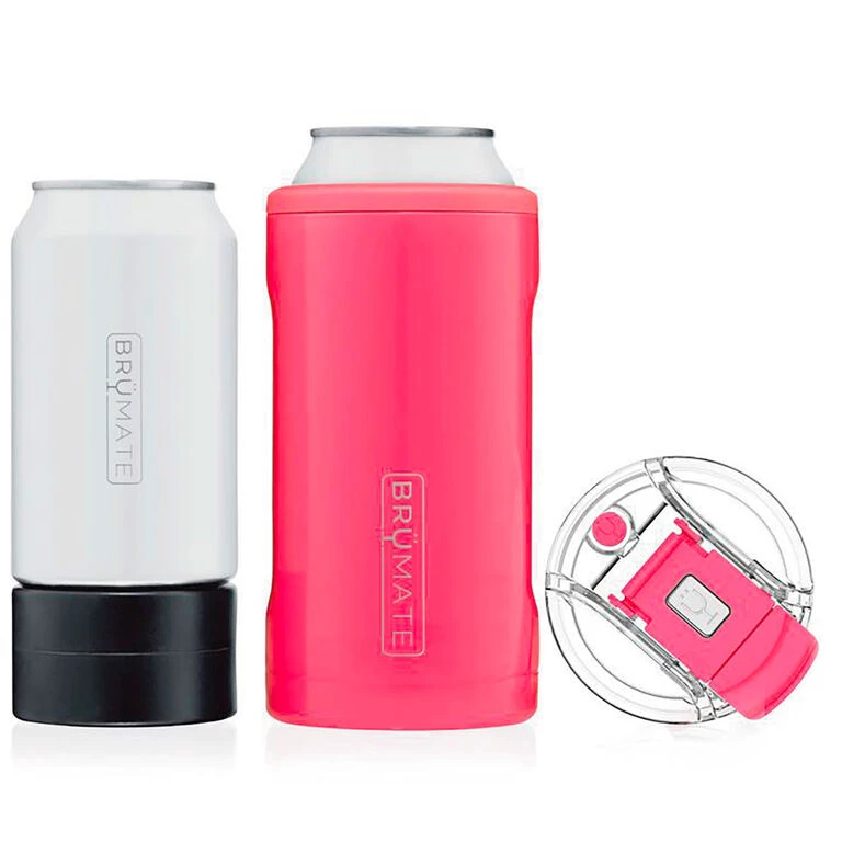 BruMate Neon Pink Stainless Steel 3-in-1 Can Cooler, 12/16 Oz. 1 BruMate Neon Pink Stainless Steel 3-in-1 Can Cooler, 12/16 Oz.