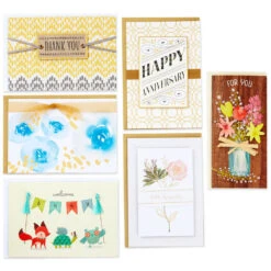 Hallmark Premium Assorted Handmade All-Occasion Cards In Leaf Print Organizer, Box Of 24 -Featured Home Stores Bulk Handmade AllOccasion Cards in Storage Box 5EDX1107 06