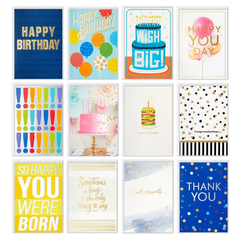 Hallmark Colorful Classic Boxed All-Occasion Cards Assortment, Pack Of 12 1 Hallmark Colorful Classic Boxed All-Occasion Cards Assortment, Pack Of 12