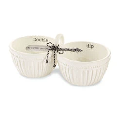 Mud Pie Double Dip Bowl And Spreader, Set Of 2