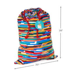 Hallmark 28" Colorful Stripes Fabric Gift Bag With Tag -Featured Home Stores Colorful Stripes Fabric Gift Bag With Tag 1499EGB7348 03