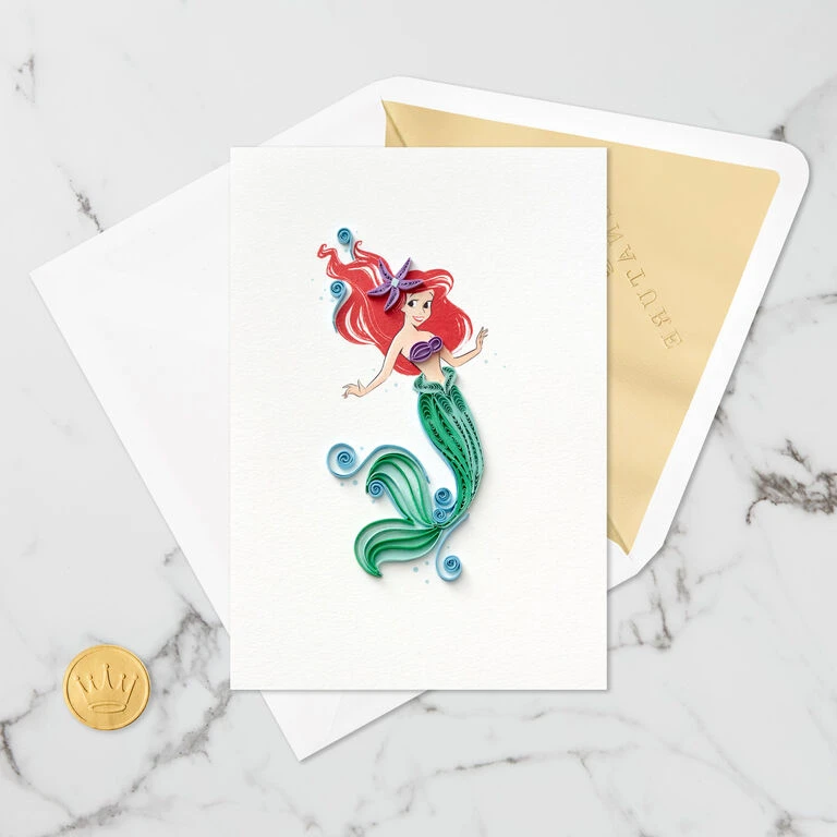 Hallmark Disney The Little Mermaid Ariel Happy Wish Quilled Paper Handmade Card 5 Hallmark Disney The Little Mermaid Ariel Happy Wish Quilled Paper Handmade Card - Image 5