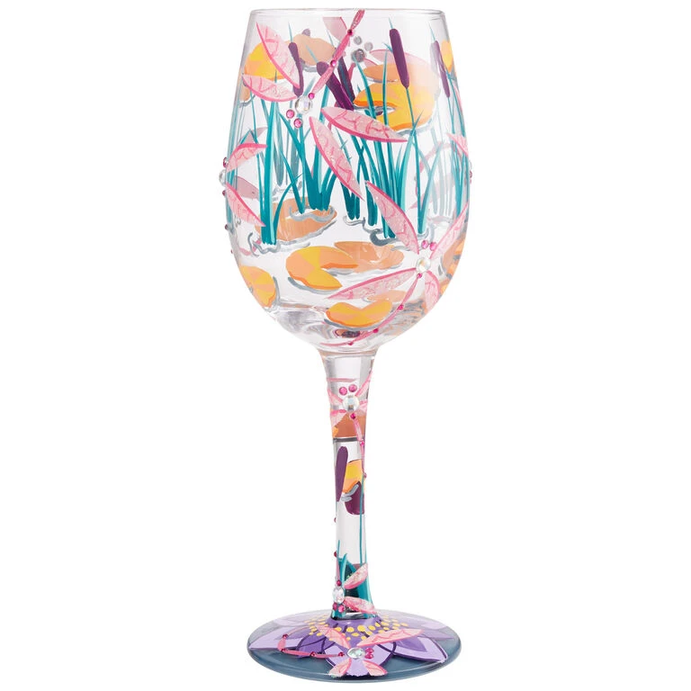 Lolita Dragonfly Magic Handpainted Wine Glass, 15 Oz. 1 Lolita Dragonfly Magic Handpainted Wine Glass, 15 Oz.