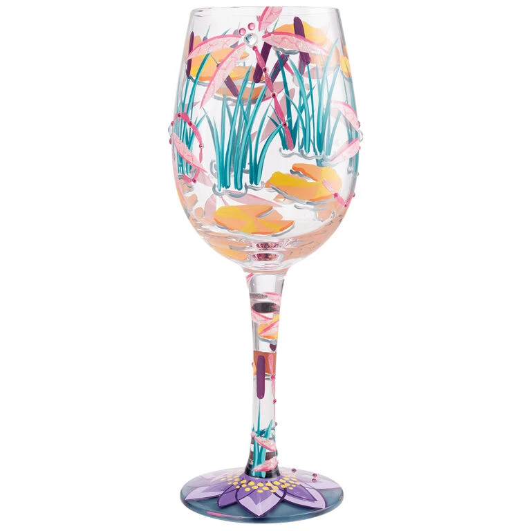 Lolita Dragonfly Magic Handpainted Wine Glass, 15 Oz. 2 Lolita Dragonfly Magic Handpainted Wine Glass, 15 Oz. - Image 2