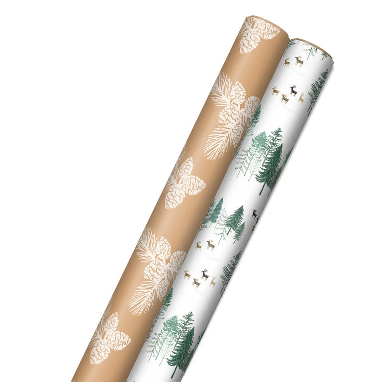 Hallmark Elegant Evergreens 2-Pack Holiday Wrapping Paper, 150 Sq. Ft. 1 Hallmark Elegant Evergreens 2-Pack Holiday Wrapping Paper, 150 Sq. Ft.