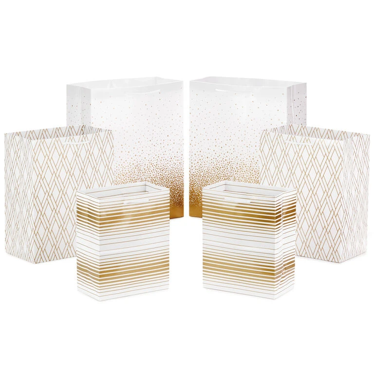 Hallmark Elegant Gold Assorted Sizes 6-Pack Gift Bags 1 Hallmark Elegant Gold Assorted Sizes 6-Pack Gift Bags
