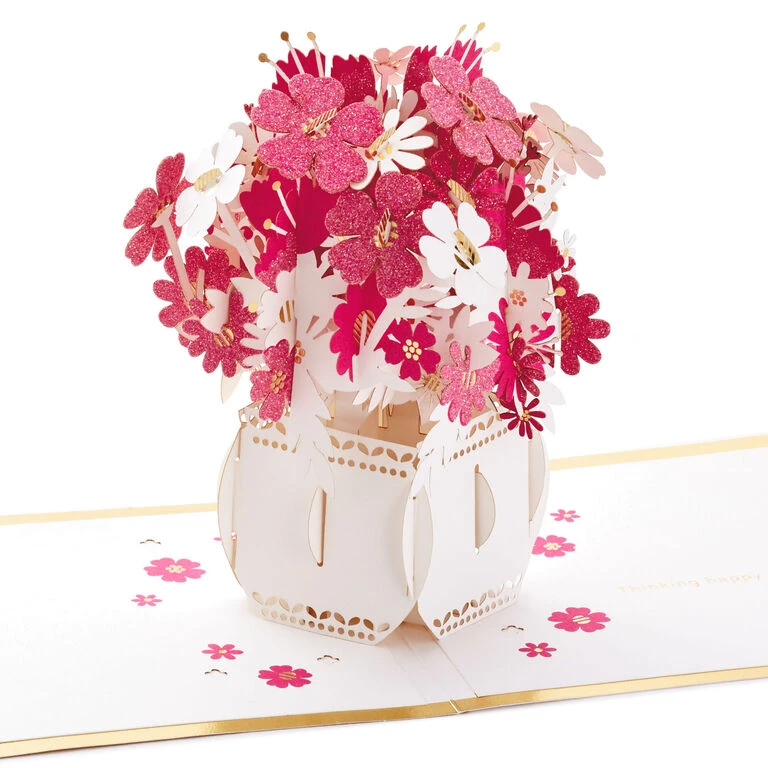 Hallmark Happy Thoughts Flower Bouquet 3D Pop-Up Thinking Of You Card 1 Hallmark Happy Thoughts Flower Bouquet 3D Pop-Up Thinking Of You Card