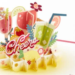 Hallmark Here's To You Cocktail Toast 3D Pop-Up Card -Featured Home Stores Fruit Cocktail Drinks Celebration 3D PopUp Card for Her 1299LAD2897 04