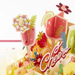 Hallmark Here's To You Cocktail Toast 3D Pop-Up Card -Featured Home Stores Fruit Cocktail Drinks Celebration 3D PopUp Card for Her 1299LAD2897 05