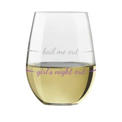 Girls Night Out Bail Me Out Stemless Wine Glass, 16 Oz. -Featured Home Stores Girls Night Out Bail Me Out Stemless Wine Glass PWSC6001 03