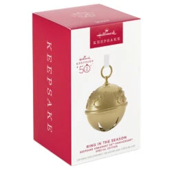 Hallmark 50th Anniversary Ring In The Season Special Edition Metal Bell Ornament -Featured Home Stores Gold Jingle Bell Keepsake Ornament 2899QGO2989 04