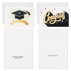 Hallmark Confetti Celebration Assorted Graduation Cards, Pack Of 36 -Featured Home Stores Grad Caps Confetti Graduation Cards Assortment 5GEY1003 04