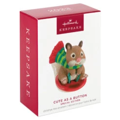 Hallmark Cute As A Button Special Edition Ornament -Featured Home Stores Hamster on Button Sled Keepsake Ornament 1599QXE3317 04