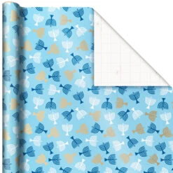 Hallmark Blue Hanukkah Designs 3-Pack Wrapping Paper Assortment, 120 Sq. Ft. -Featured Home Stores Hanukkah Designs Wrapping Paper Assortment 5JXW1257 05