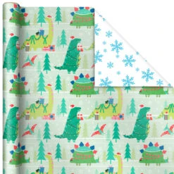 Hallmark Winter Friends 3-Pack Reversible Kids Christmas Wrapping Paper Assortment, 120 Sq. Ft. -Featured Home Stores Kids Reversible Christmas Gift Wrap Assortment 5JXW1073 04