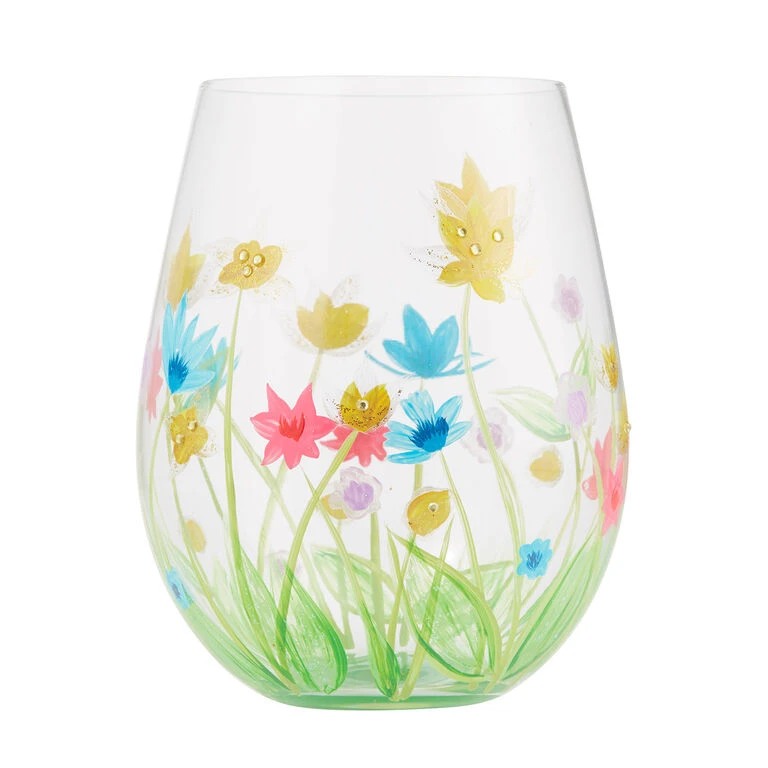 Lolita Field Of Dreams Handpainted Stemless Wine Glass, 20 Oz. 2 Lolita Field Of Dreams Handpainted Stemless Wine Glass, 20 Oz. - Image 2