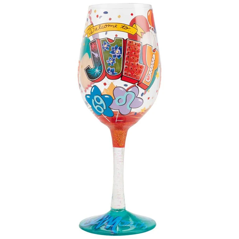 Lolita® July Birthday Month Handpainted Wine Glass, 15 Oz. 1 Lolita® July Birthday Month Handpainted Wine Glass, 15 Oz.