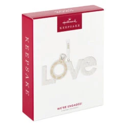 Hallmark We're Engaged! 2023 Porcelain Ornament -Featured Home Stores Love With Engagement Ring Keepsake Ornament 1999QHX3077 04