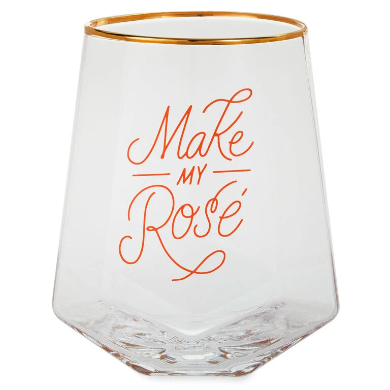 Hallmark Make My Rosé Geometric Stemless Wine Glass, 19 Oz. 1 Hallmark Make My Rosé Geometric Stemless Wine Glass, 19 Oz.