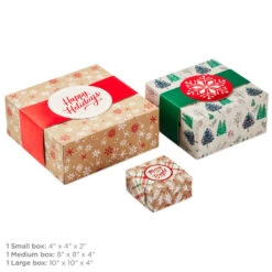 Hallmark Merry And Bright 3-Pack Christmas Gift Boxes, Assorted Sizes And Designs -Featured Home Stores Merry and Bright Assorted Christmas Gift Boxes 5XBC1129 03