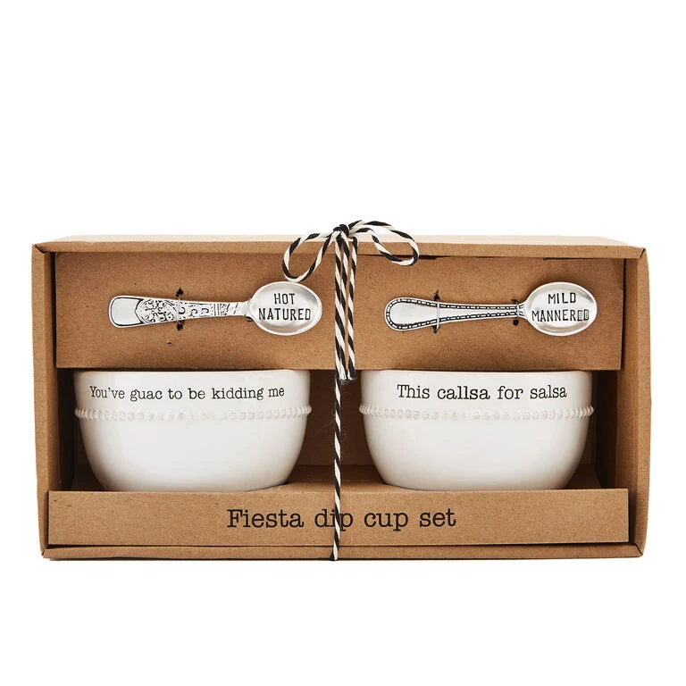 Mud Pie Fiesta Salsa & Guacamole Dip Cups With Spoons, Set Of 2 1 Mud Pie Fiesta Salsa & Guacamole Dip Cups With Spoons, Set Of 2