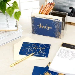 Hallmark Bulk Navy And Gold Assorted Blank Thank-You Notes, Box Of 120 -Featured Home Stores Navy and Gold Assorted Blank ThankYou Notes Bulk Pack 5STZ1064 07