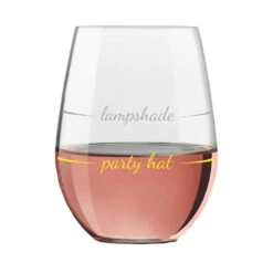 Party Hat Lampshade Stemless Wine Glass, 16 Oz. -Featured Home Stores Party HatLampshade Stemless Wine Glass PWSC6003 03