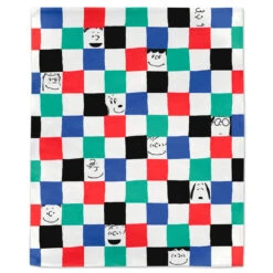 Hallmark Peanuts® Gang Checkered Throw Blanket, 50x60 -Featured Home Stores Peanuts Gang Faces and Colored Squares Blanket 1PAJ3534 03