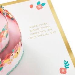 Hallmark Every Good Thing Floral Cake 3D Pop-Up Birthday Card -Featured Home Stores Pink Cake and Flowers 3D PopUp Birthday Card for Her 1299LAD2886 03