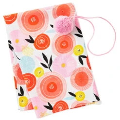 Hallmark 26" Modern Floral Fabric Gift Wrap With Elastic Band -Featured Home Stores PinkandOrange Floral Square Flat Wrapping Cloth 1299EJR6378 03