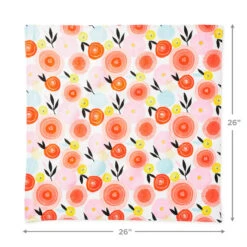 Hallmark 26" Modern Floral Fabric Gift Wrap With Elastic Band -Featured Home Stores PinkandOrange Floral Square Flat Wrapping Cloth 1299EJR6378 04