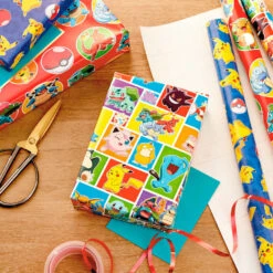 Hallmark Assorted Pokémon Wrapping Paper 3-Pack, 60 Sq. Ft. -Featured Home Stores Pokmon Wrapping Paper for Kids Birthdays 5EWR2645 03