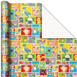 Hallmark Assorted Pokémon Wrapping Paper 3-Pack, 60 Sq. Ft. -Featured Home Stores Pokmon Wrapping Paper for Kids Birthdays 5EWR2645 05