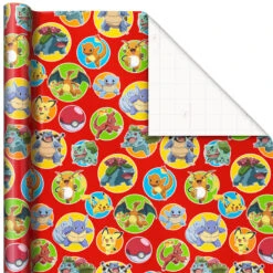 Hallmark Assorted Pokémon Wrapping Paper 3-Pack, 60 Sq. Ft. -Featured Home Stores Pokmon Wrapping Paper for Kids Birthdays 5EWR2645 06