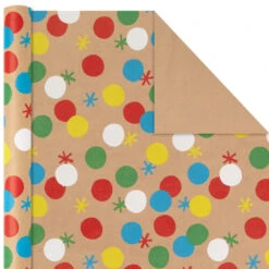 Hallmark Primary Birthday 3-Pack Kraft Wrapping Paper, 105 Sq. Ft. Total -Featured Home Stores Primary Birthday 3Pack Kraft Wrapping Paper 5EWR6409 04